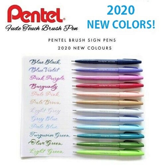 Pentel Fude Touch Art Sign Pen, Flexible Brush Tip Marker BURGUNDY Set of 3 Pens - Picture 9 of 12